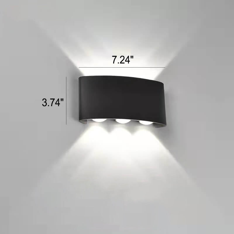 Sweep Arc Spotlight Sconce, Black White IP65 Waterproof 2W to 12W LED Outdoor Wall Light for Brick & Stone Wall