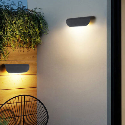 Arden Curved Wall Light, Wide Black IP65 Waterproof LED Outdoor Wall Sconce for Garage Door & Garden Wall