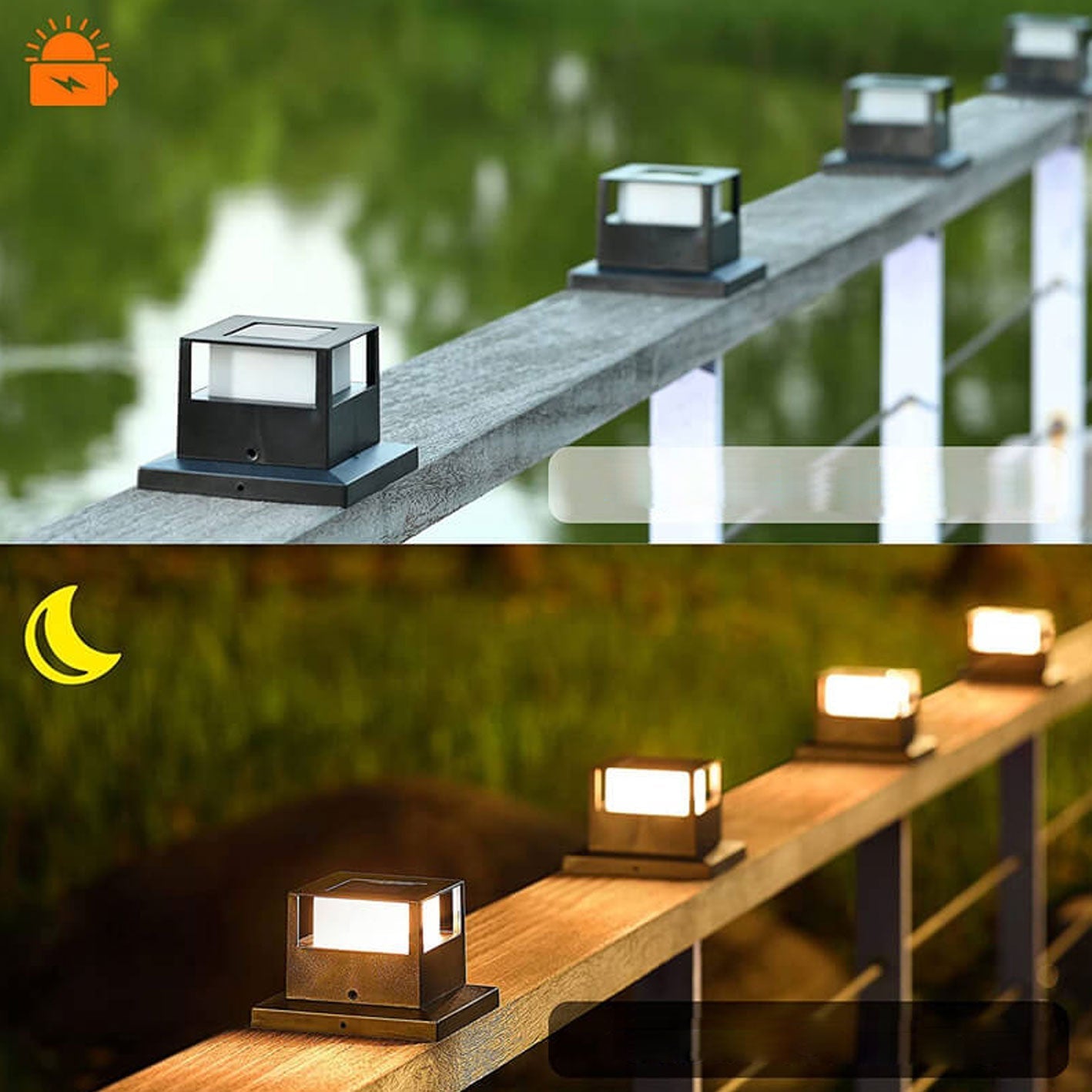 Cairn Solar Post Cap Light, Black White IP65 Waterproof Wireless Solar Fence Post Cap for 4x4 Deck Railing & Gate