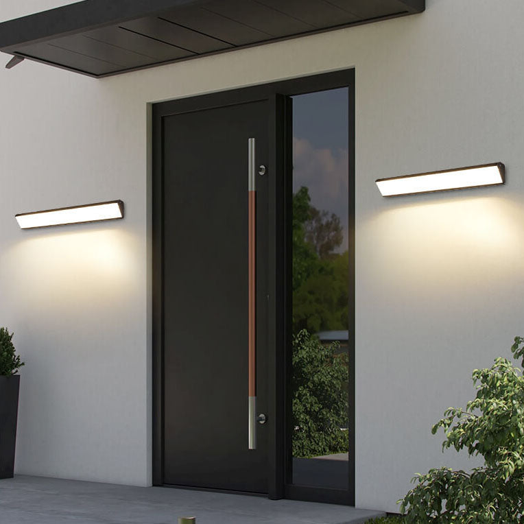 Ridley Wide Bar Wall Light, Black IP65 Waterproof LED Outdoor Linear Sconce for Garage, Facade & Garden Wall