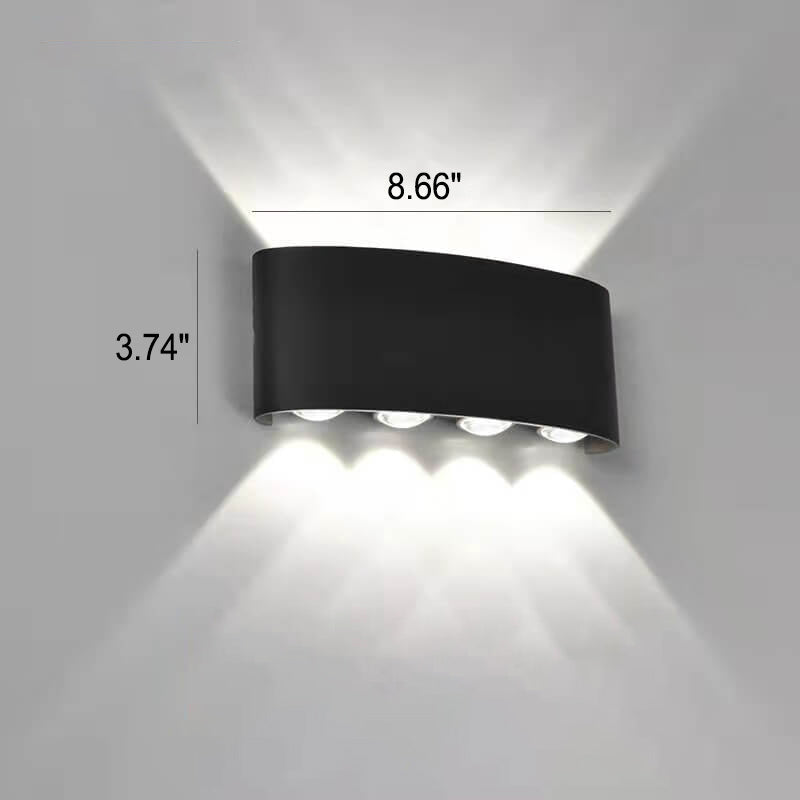 Sweep Arc Spotlight Sconce, Black White IP65 Waterproof 2W to 12W LED Outdoor Wall Light for Brick & Stone Wall