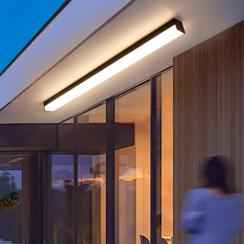 Denby Long Ceiling Light, Black IP65 Waterproof LED Outdoor Flush Mount for Carport, Porch & Covered Walkway