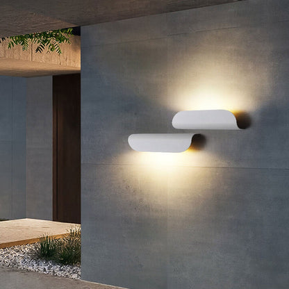 Arden Curved Wall Light, Wide Black IP65 Waterproof LED Outdoor Wall Sconce for Garage Door & Garden Wall