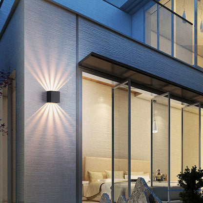 Corby Square Beam Sconce, Black IP65 Waterproof 6W 12W LED Outdoor Wall Light for Brick, Stone & Textured Facade