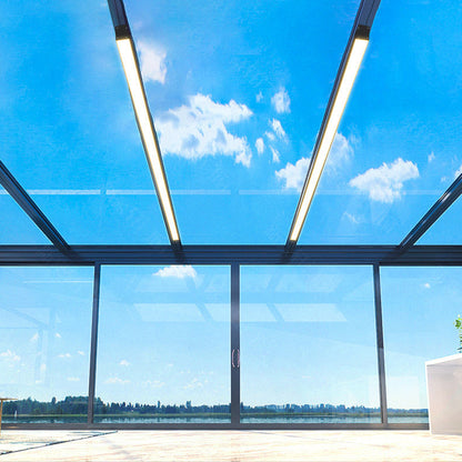 Denby Long Ceiling Light, Black IP65 Waterproof LED Outdoor Flush Mount for Carport, Porch & Covered Walkway