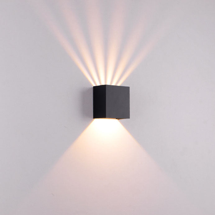 Corby Square Beam Sconce, Black IP65 Waterproof 6W 12W LED Outdoor Wall Light for Brick, Stone & Textured Facade