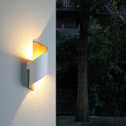 Vance Curved Column Sconce, Black Gold IP65 Waterproof LED Up Down Outdoor Wall Light for Front Door & Porch