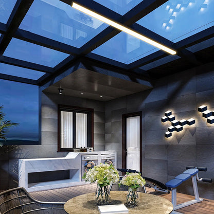 Denby Long Ceiling Light, Black IP65 Waterproof LED Outdoor Flush Mount for Carport, Porch & Covered Walkway