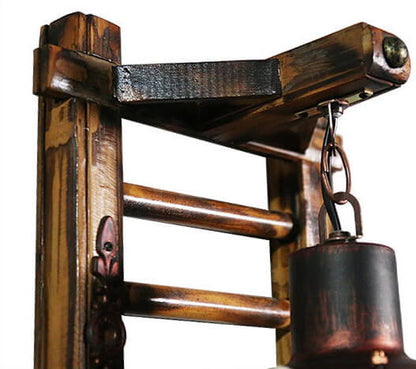 Corran Bamboo Kerosene Style Lantern, Copper Bamboo & Glass Indoor Wall Light for Hallway & Stairway