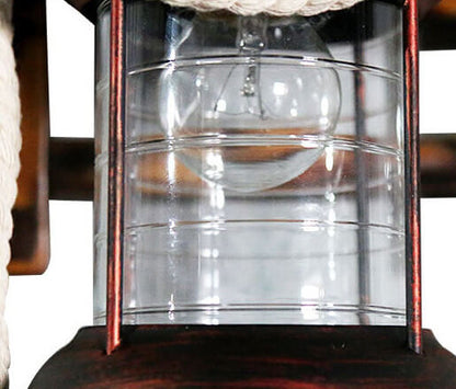 Corran Bamboo Kerosene Style Lantern, Copper Bamboo & Glass Indoor Wall Light for Hallway & Stairway