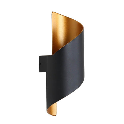 Vance Curved Column Sconce, Black Gold IP65 Waterproof LED Up Down Outdoor Wall Light for Front Door & Porch