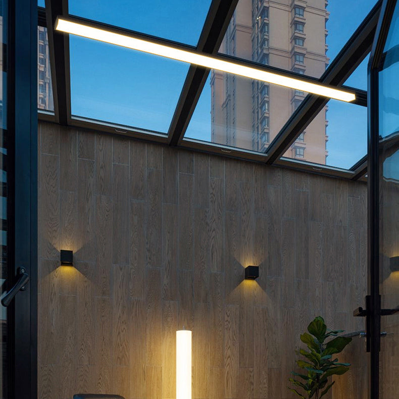 Denby Long Ceiling Light, Black IP65 Waterproof LED Outdoor Flush Mount for Carport, Porch & Covered Walkway