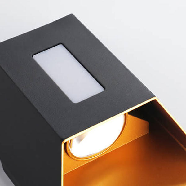 Aldridge Gold Trim Wall Light, Black Gold IP65 Waterproof LED Twin Beam Outdoor Sconce for Modern Facade
