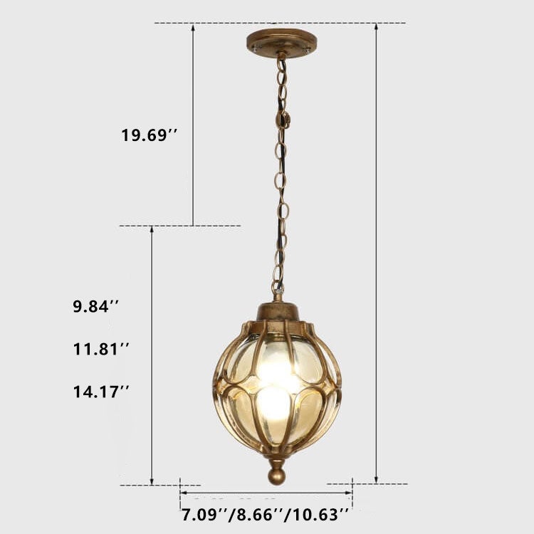 Alden Globe Porch Pendant, Black Glass Globe Hanging Outdoor Ceiling Light for Porch, Entryway & Pergola