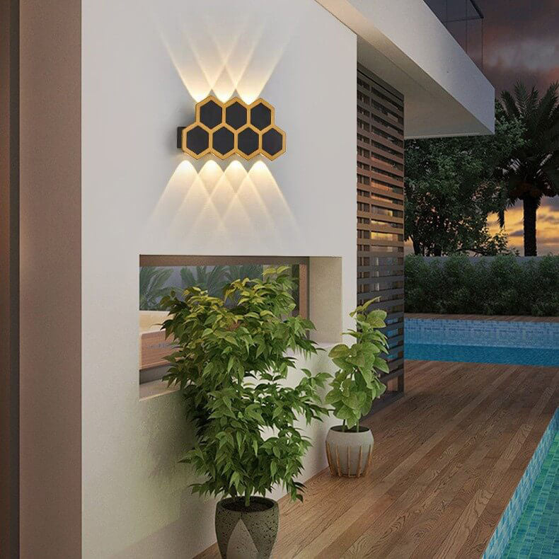 Comb Hexagon Wall Sconce, Honeycomb LED Outdoor Wall Light for Patio, Entrance & Garden Wall