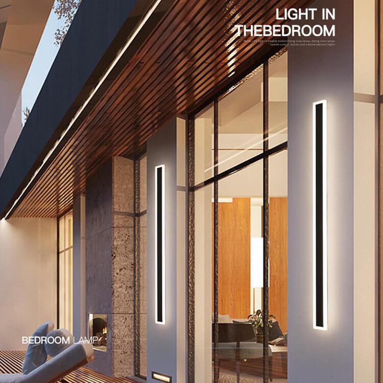 Calder Slim Column Wall Light, Tall Black IP65 Waterproof LED Outdoor Sconce for Front Door, Garage & Entryway
