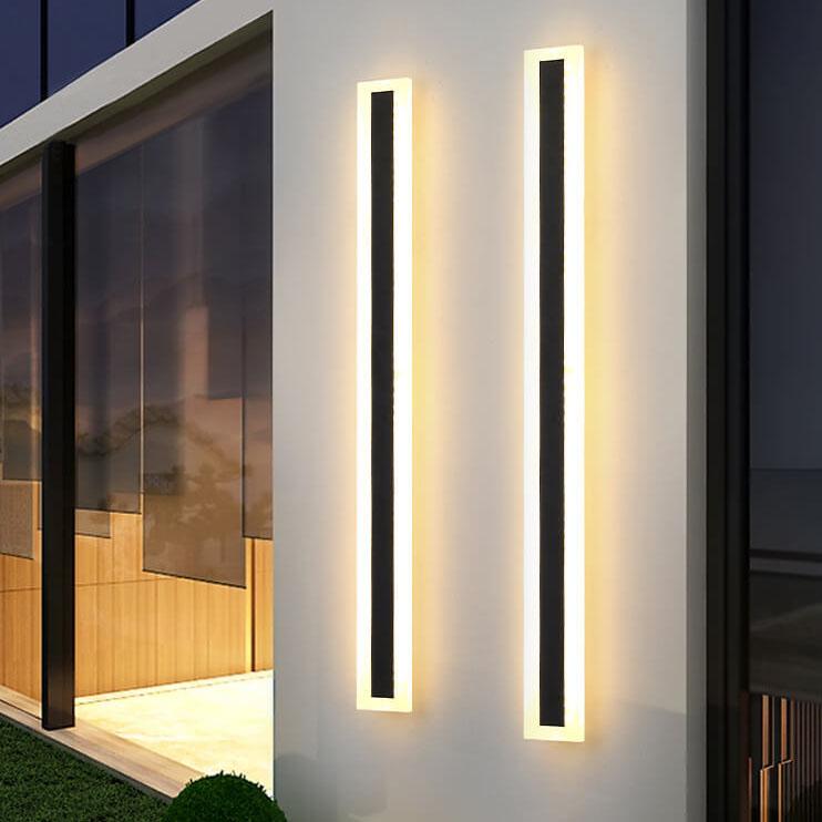 Calder Slim Column Wall Light, Tall Black IP65 Waterproof LED Outdoor Sconce for Front Door, Garage & Entryway