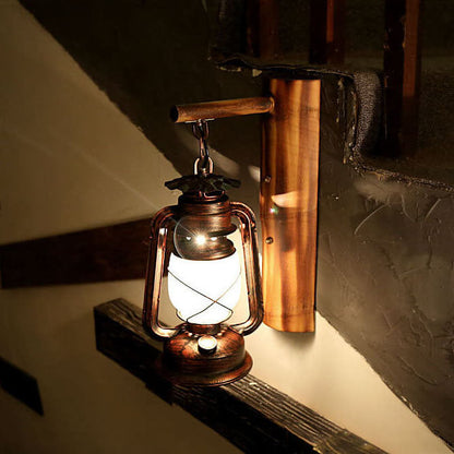 Barrow Stable Lantern Sconce, Rustic Wood & Iron Indoor Wall Light for Hallway, Farmhouse & Boot Room