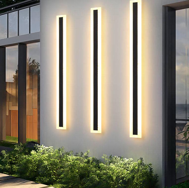 Calder Slim Column Wall Light, Tall Black IP65 Waterproof LED Outdoor Sconce for Front Door, Garage & Entryway