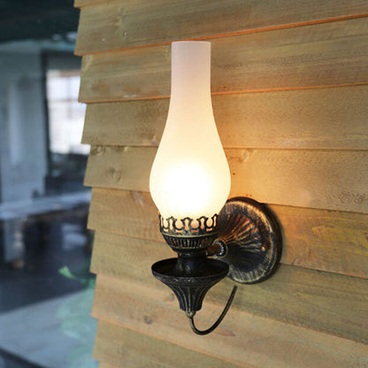 Ember Kerosene Wall Sconce, Antique Bronze Crackle Glass Indoor Wall Light for Hallway, Stairway & Dining Room