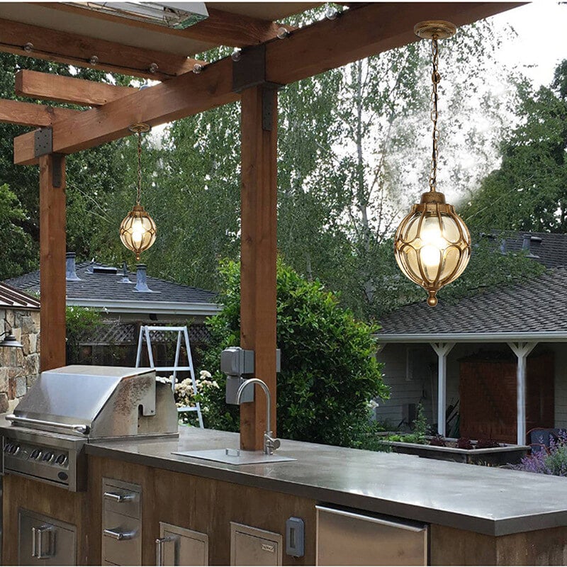 Alden Globe Porch Pendant, Black Glass Globe Hanging Outdoor Ceiling Light for Porch, Entryway & Pergola