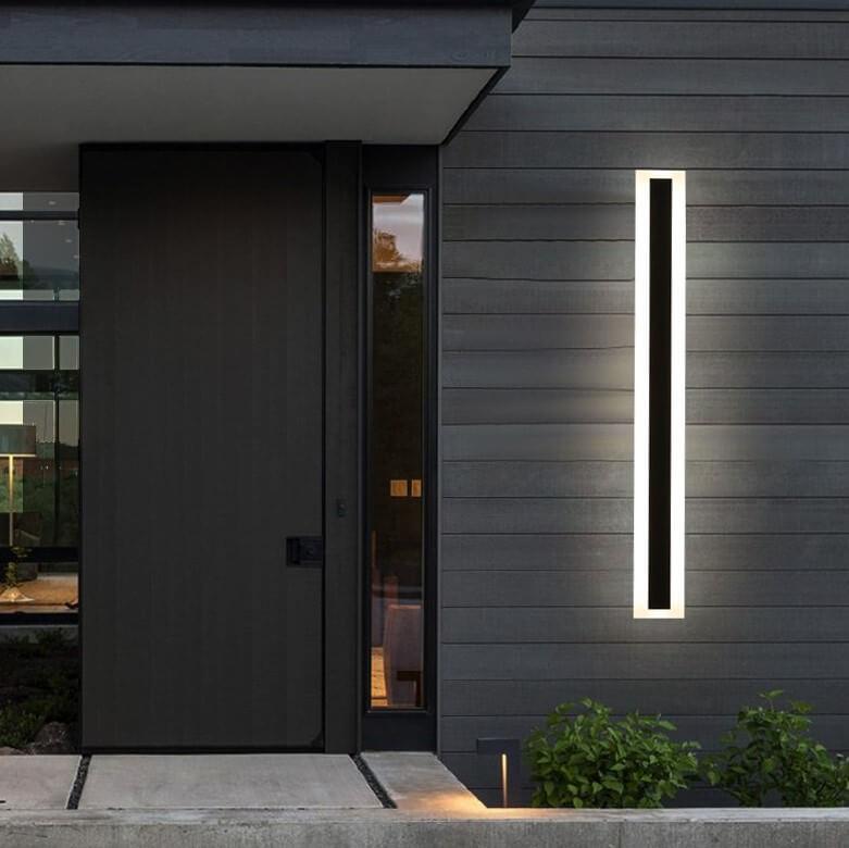 Calder Slim Column Wall Light, Tall Black IP65 Waterproof LED Outdoor Sconce for Front Door, Garage & Entryway