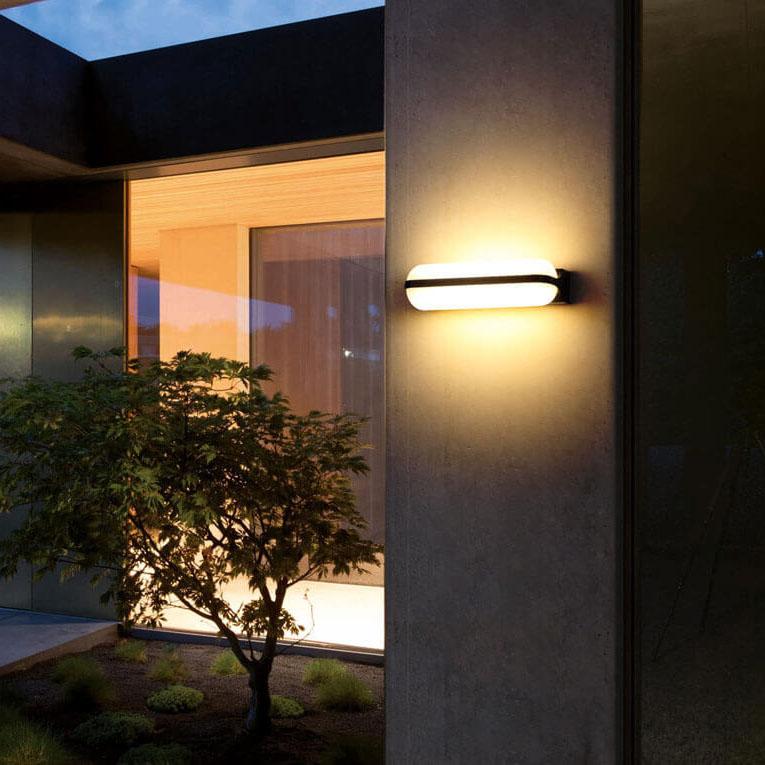 Ellery Ring Wall Sconce, Retro Black IP65 Waterproof LED Up Down Outdoor Light for Porch & Brick Wall