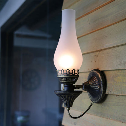 Ember Kerosene Wall Sconce, Antique Bronze Crackle Glass Indoor Wall Light for Hallway, Stairway & Dining Room