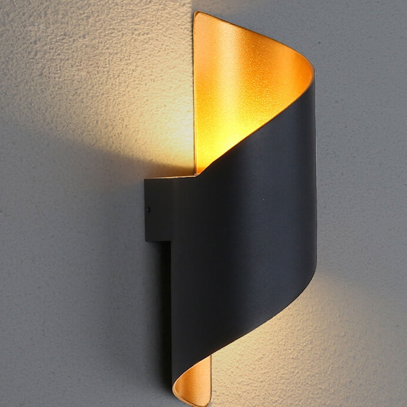Vance Curved Column Sconce, Black Gold IP65 Waterproof LED Up Down Outdoor Wall Light for Front Door & Porch