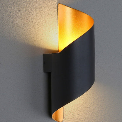 Vance Curved Column Sconce, Black Gold IP65 Waterproof LED Up Down Outdoor Wall Light for Front Door & Porch