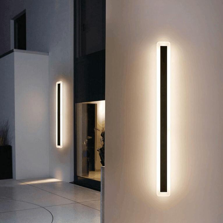 Calder Slim Column Wall Light, Tall Black IP65 Waterproof LED Outdoor Sconce for Front Door, Garage & Entryway