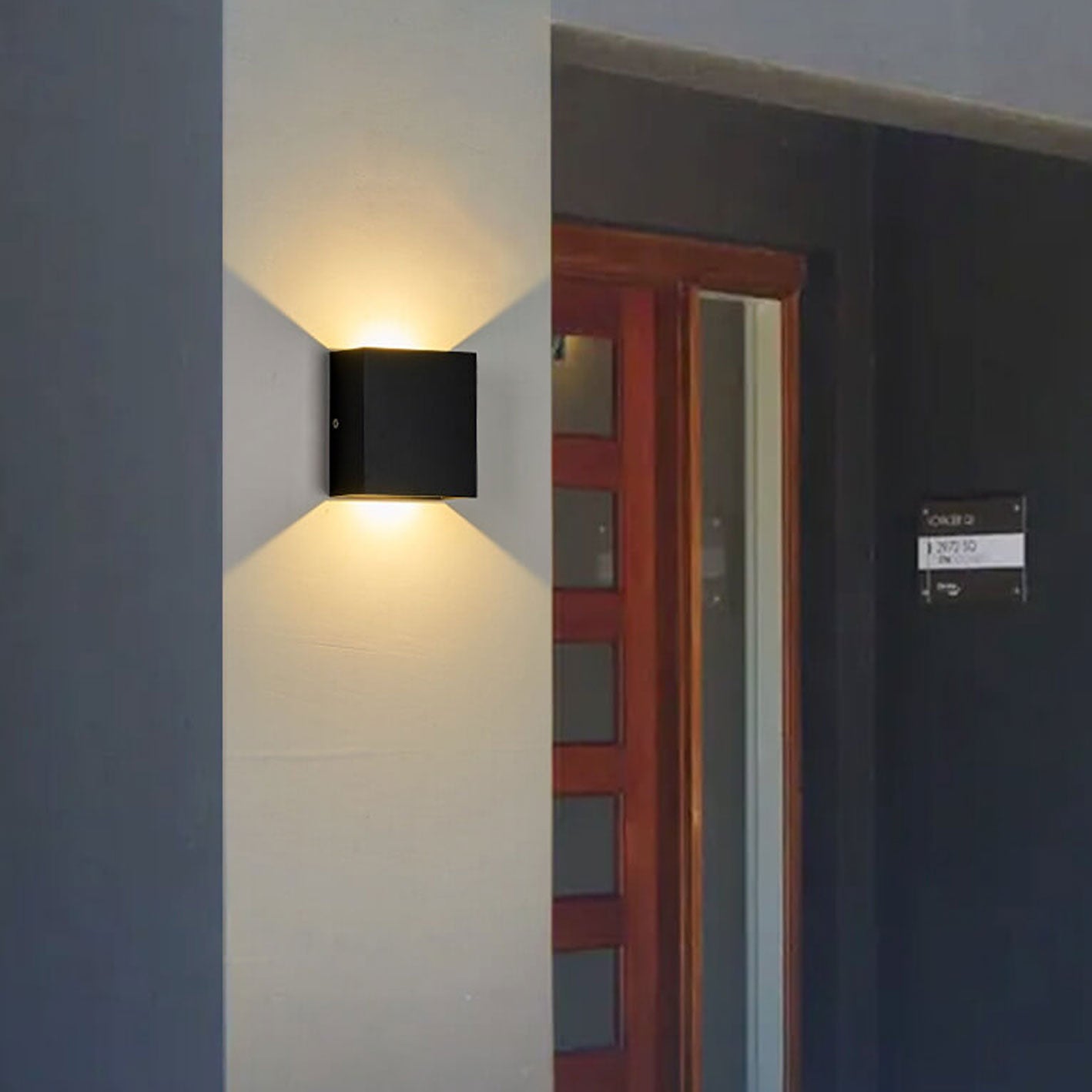 Bramley Cube Wall Sconce, Black White IP65 Waterproof LED Up Down Outdoor Light for Back Door, Garage & Side Passage