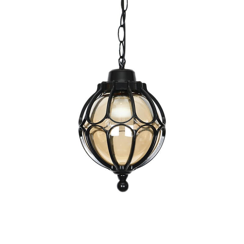 Alden Globe Porch Pendant, Black Glass Globe Hanging Outdoor Ceiling Light for Porch, Entryway & Pergola