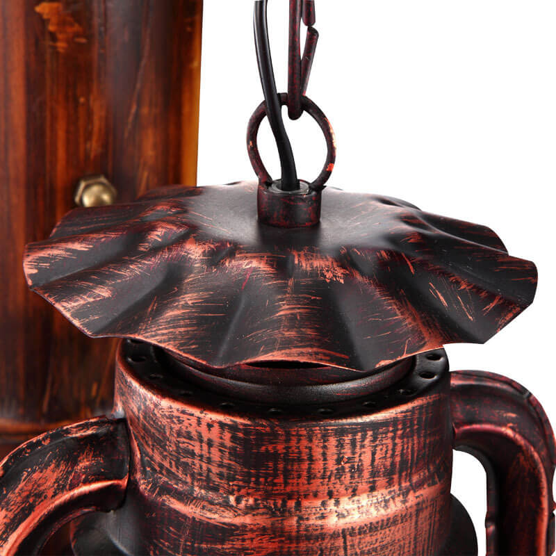 Barrow Stable Lantern Sconce, Rustic Wood & Iron Indoor Wall Light for Hallway, Farmhouse & Boot Room