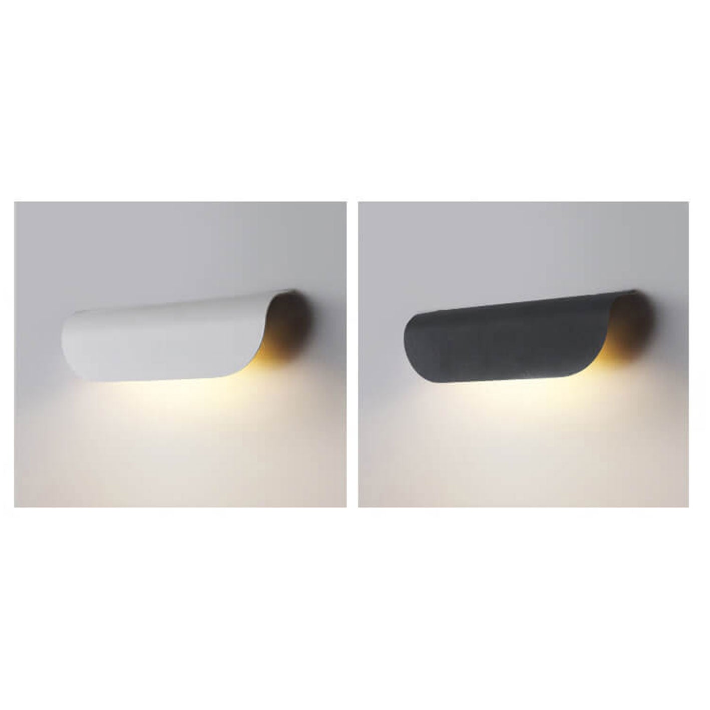 Arden Curved Wall Light, Wide Black IP65 Waterproof LED Outdoor Wall Sconce for Garage Door & Garden Wall