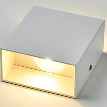 Bramley Cube Wall Sconce, Black White IP65 Waterproof LED Up Down Outdoor Light for Back Door, Garage & Side Passage