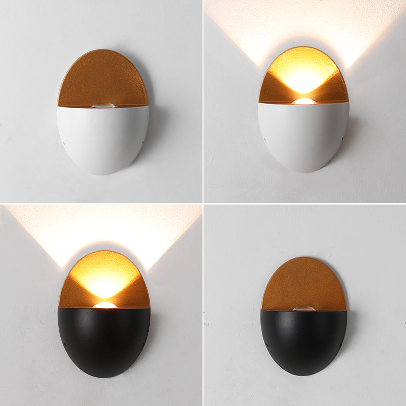 Linden Round Wall Sconce, Platinum Black Gold IP65 Waterproof 6W LED Outdoor Porch Light for Doorway, Corridor & Balcony