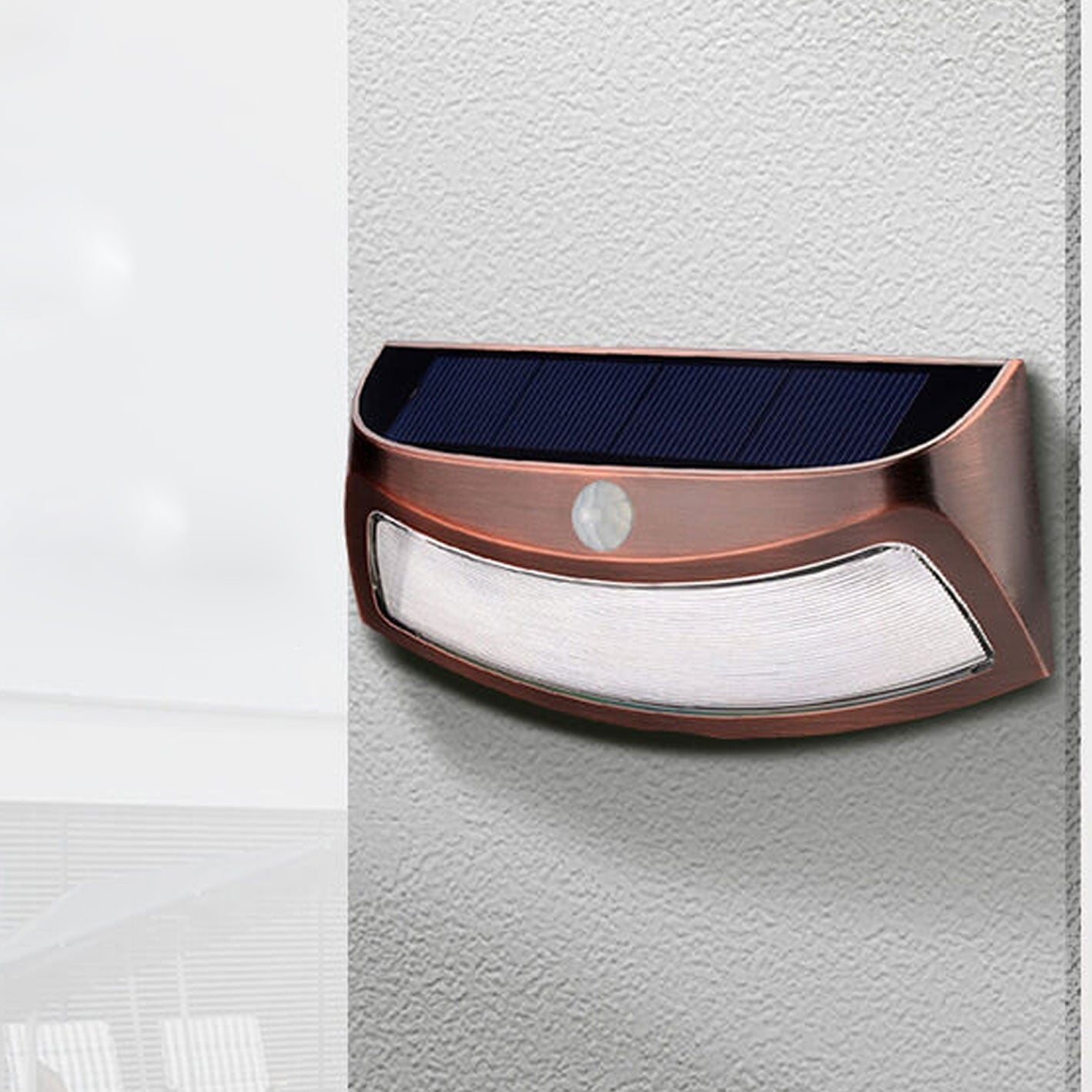 Alder Solar Motion Wall Light, Black or Rose Gold IP65 Waterproof Solar Motion Sensor Light for Gate, Shed & Garage