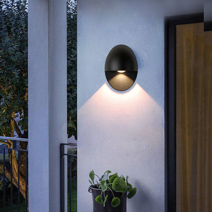 Linden Round Wall Sconce, Platinum Black Gold IP65 Waterproof 6W LED Outdoor Porch Light for Doorway, Corridor & Balcony