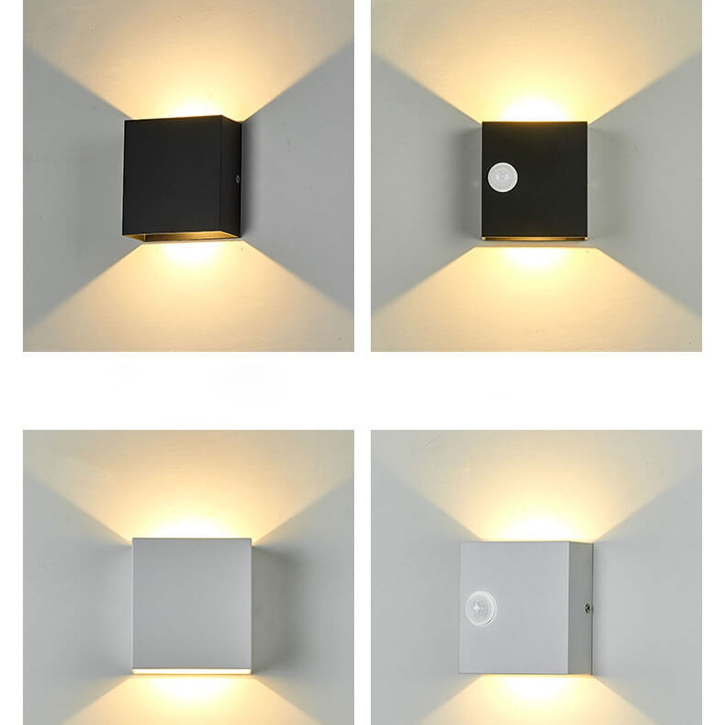 Bramley Cube Wall Sconce, Black White IP65 Waterproof LED Up Down Outdoor Light for Back Door, Garage & Side Passage