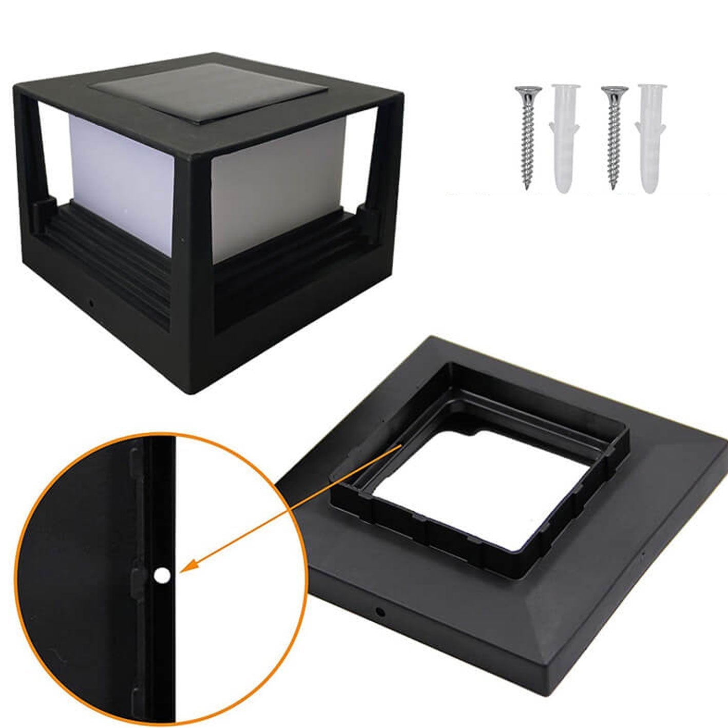 Cairn Solar Post Cap Light, Black White IP65 Waterproof Wireless Solar Fence Post Cap for 4x4 Deck Railing & Gate