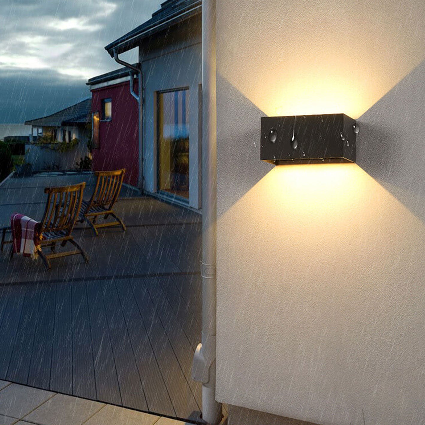 Wexford Up Down Wall Light, Black IP65 Waterproof LED Outdoor Wall Sconce for Front Door, Driveway & Garage