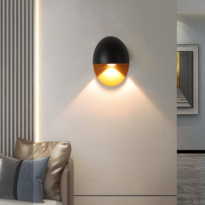 Linden Round Wall Sconce, Platinum Black Gold IP65 Waterproof 6W LED Outdoor Porch Light for Doorway, Corridor & Balcony