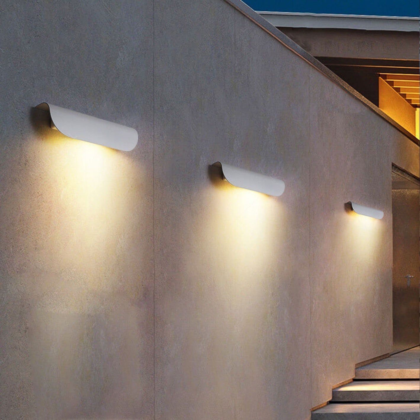 Arden Curved Wall Light, Wide Black IP65 Waterproof LED Outdoor Wall Sconce for Garage Door & Garden Wall
