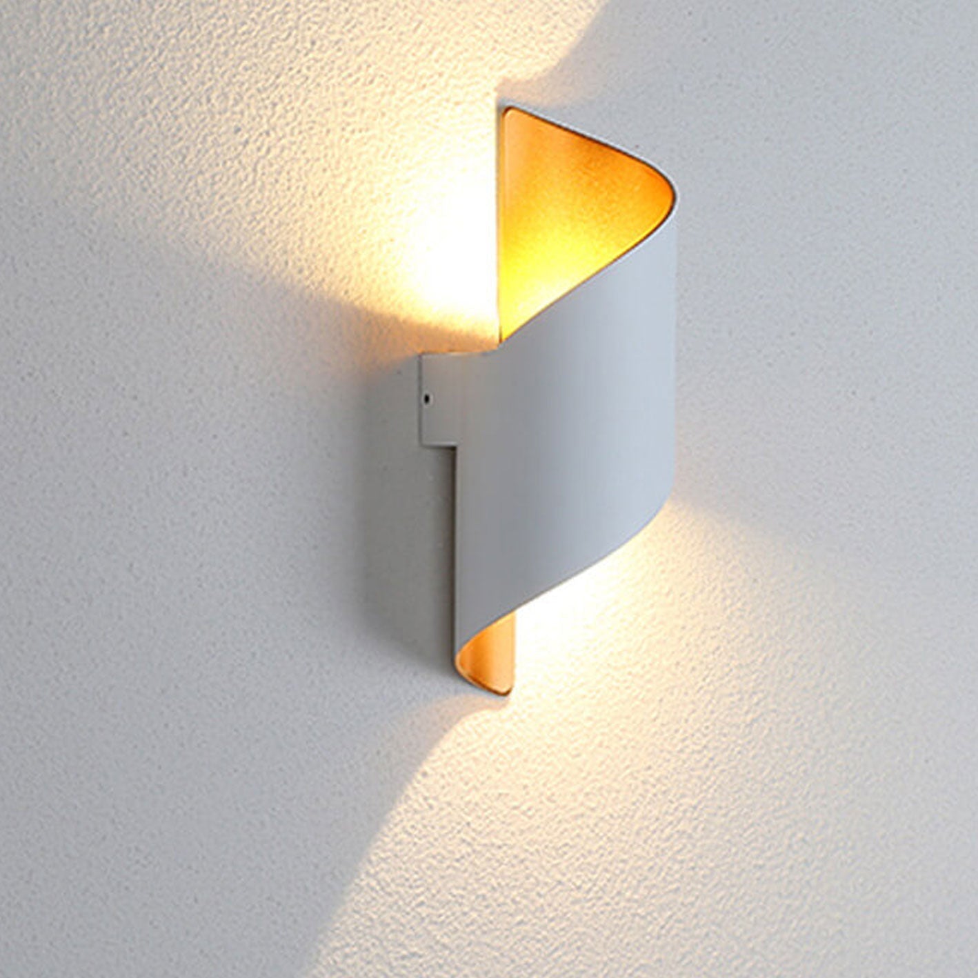 Vance Curved Column Sconce, Black Gold IP65 Waterproof LED Up Down Outdoor Wall Light for Front Door & Porch