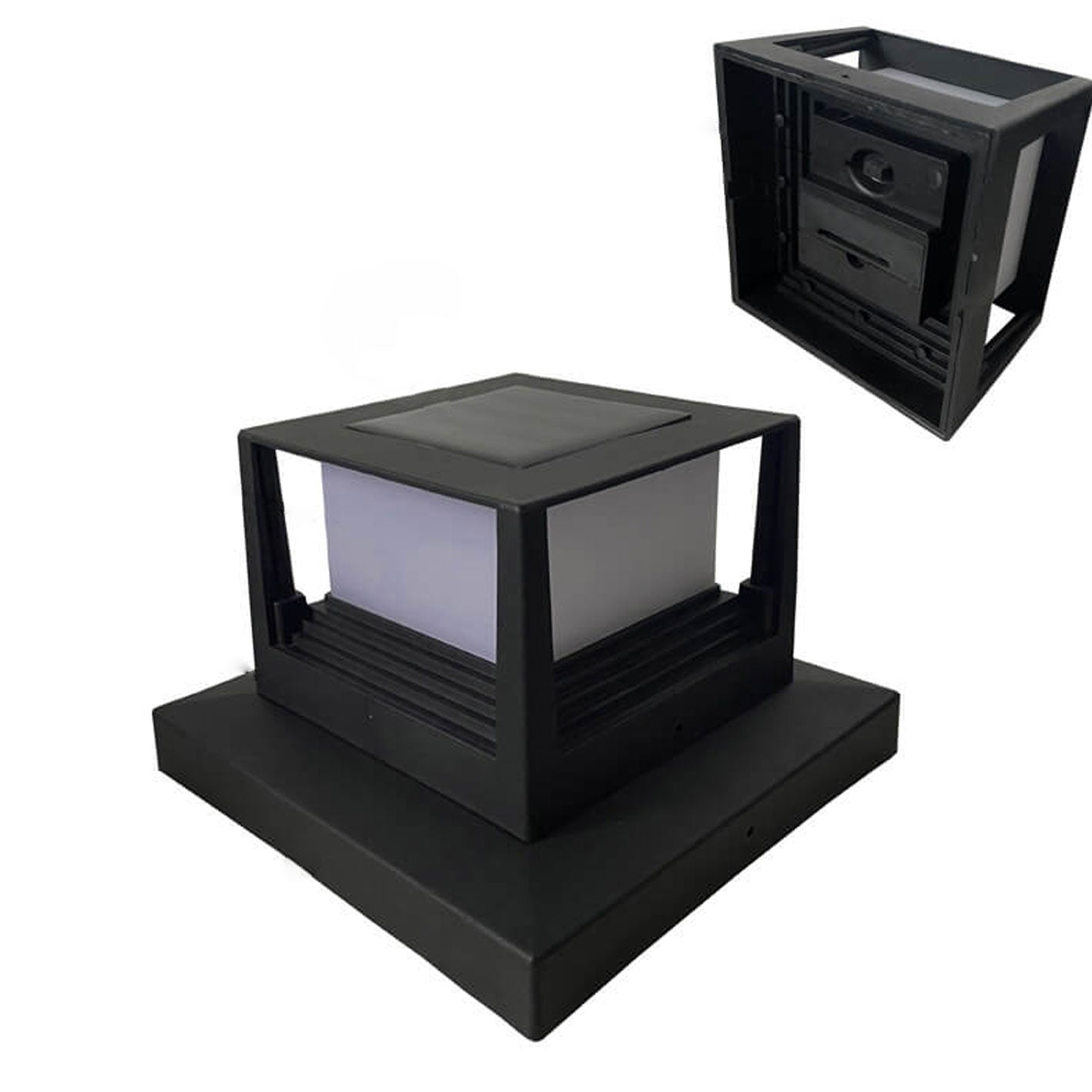 Cairn Solar Post Cap Light, Black White IP65 Waterproof Wireless Solar Fence Post Cap for 4x4 Deck Railing & Gate