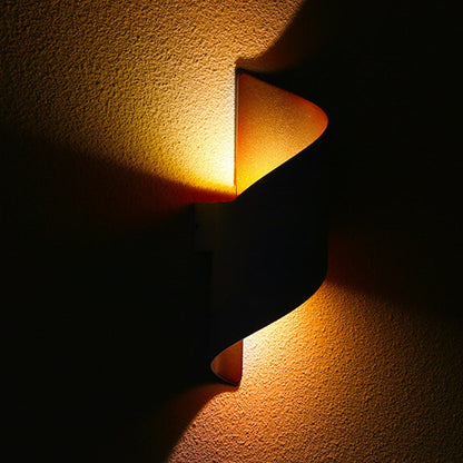 Vance Curved Column Sconce, Black Gold IP65 Waterproof LED Up Down Outdoor Wall Light for Front Door & Porch