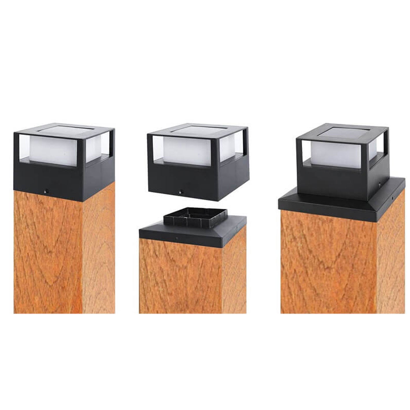 Cairn Solar Post Cap Light, Black White IP65 Waterproof Wireless Solar Fence Post Cap for 4x4 Deck Railing & Gate