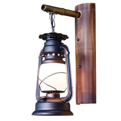 Barrow Stable Lantern Sconce, Rustic Wood & Iron Indoor Wall Light for Hallway, Farmhouse & Boot Room