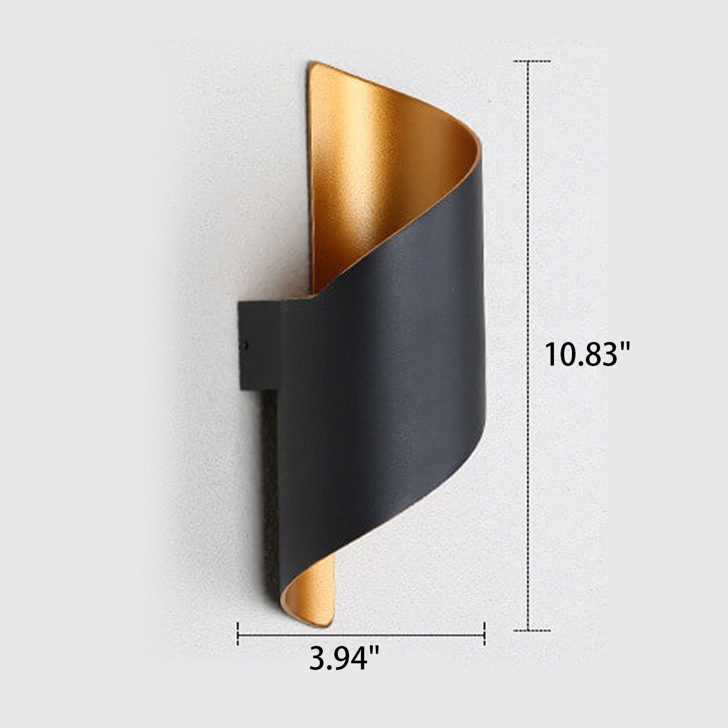 Vance Curved Column Sconce, Black Gold IP65 Waterproof LED Up Down Outdoor Wall Light for Front Door & Porch